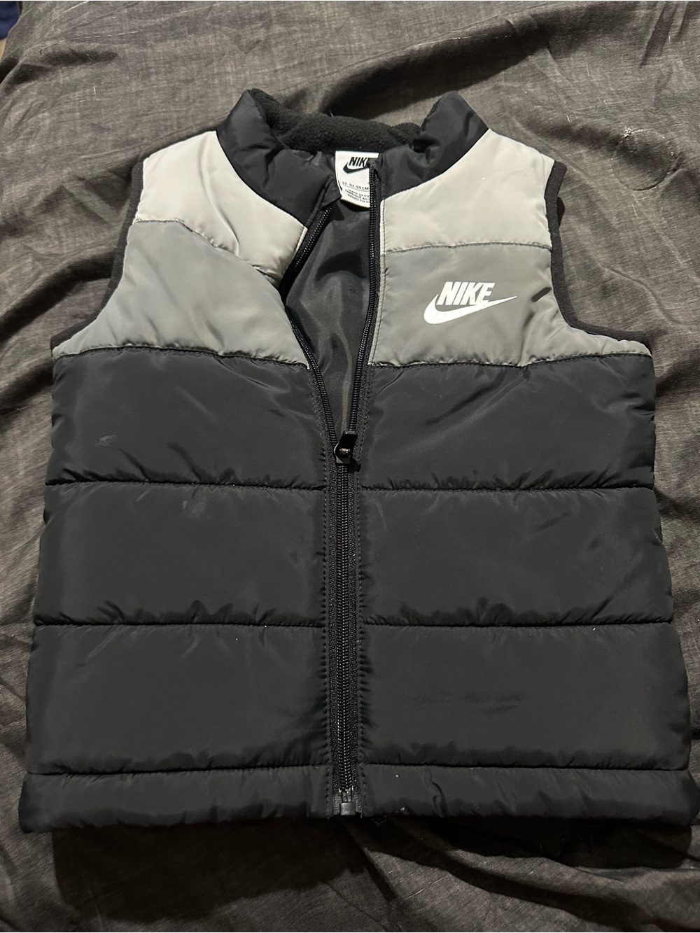 Nike Kids Black and Gray Puffer Vest